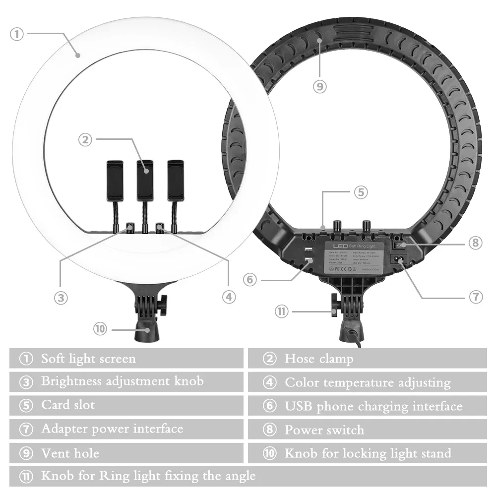 Anillo de luz regulable de 18 pulgadas, 36W, 3200K-5600K, bolsa de transporte para YouTube, Selfies, fotografía, Compatible con teléfonos inteligentes - ¿Vale la pena?