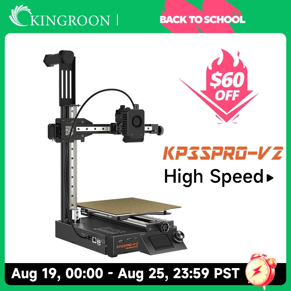 KINGROON-impresora 3D KP3S Pro V2 de alta velocidad, dispositivo de impresión rápida máxima de 500 mm/s, de 25 puntos 3dprinter, nivelación automática de 100Mbps, red - ¿Vale la pena?