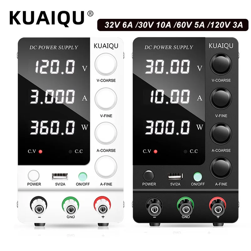 KUAIQU fuente de alimentación CC conmutada ajustable, 30V, 10A, 6A, Banco de laboratorio, 60V, 5A, 120V, 3A, salida, interfaz USB de corriente preestablecida - ¿Vale la pena?