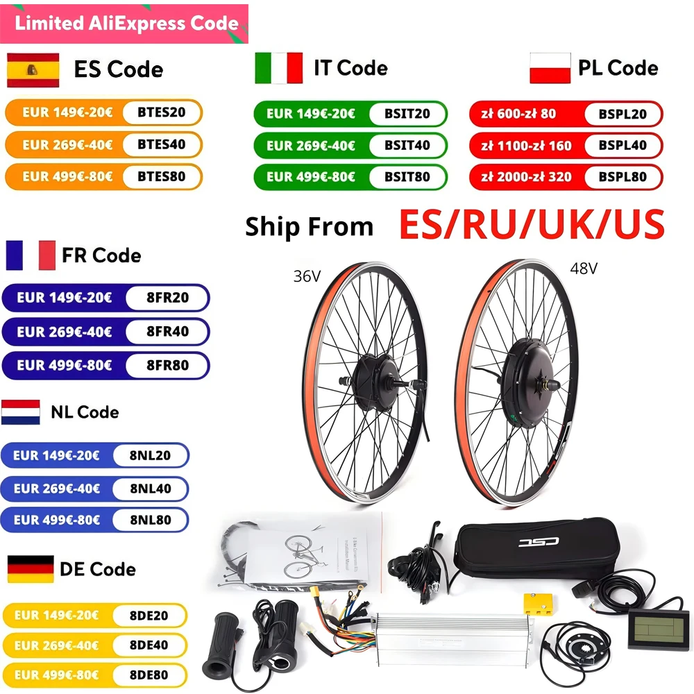 Kit de conversión de bicicleta eléctrica, rueda de Motor de cubo trasero y delantero de 27,5 pulgadas, 36V, 250W, 48V, 1000W, 1500W - ¿Vale la pena?