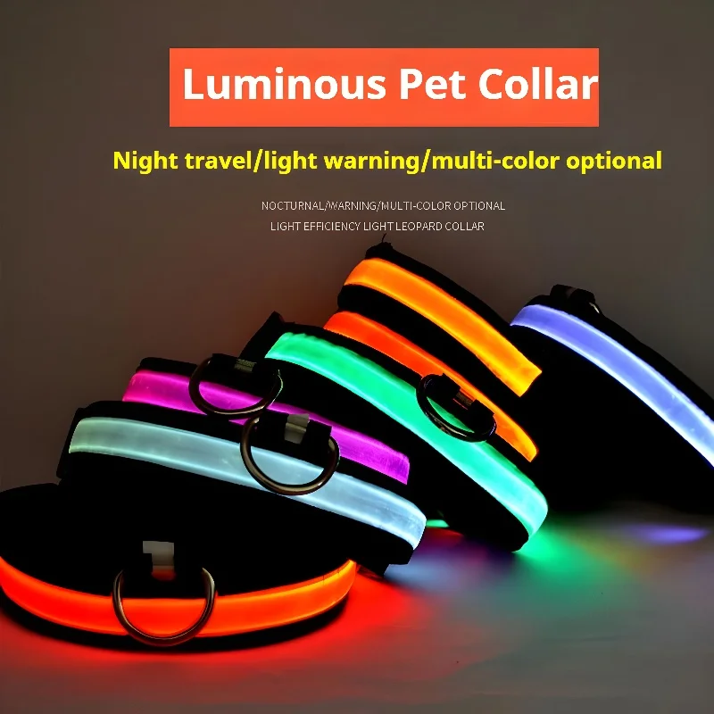 Collar de nailon con luz LED para perro