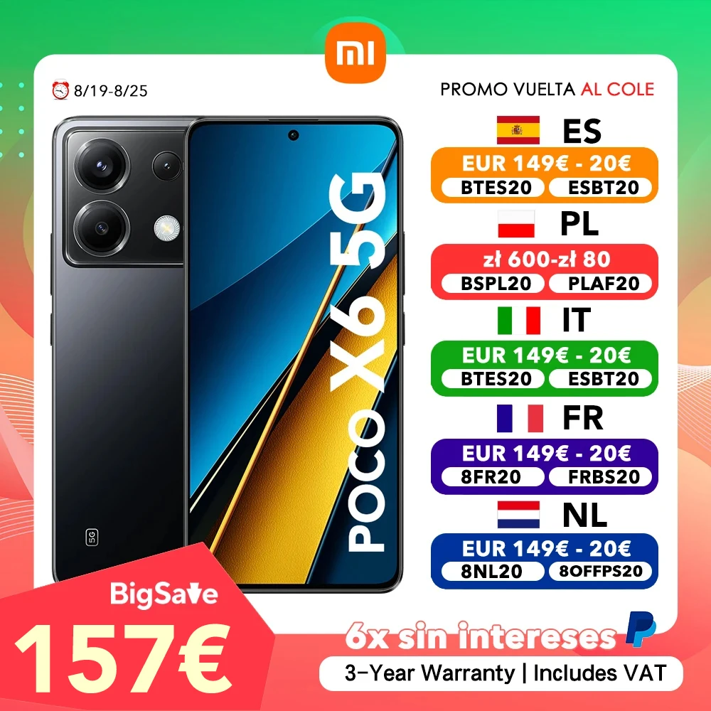 Xiaomi POCO X6 5G 8GB/256GB 12GB/256 NFC EU Charger Global Version - Teléfono móvil - ¿Vale la pena?