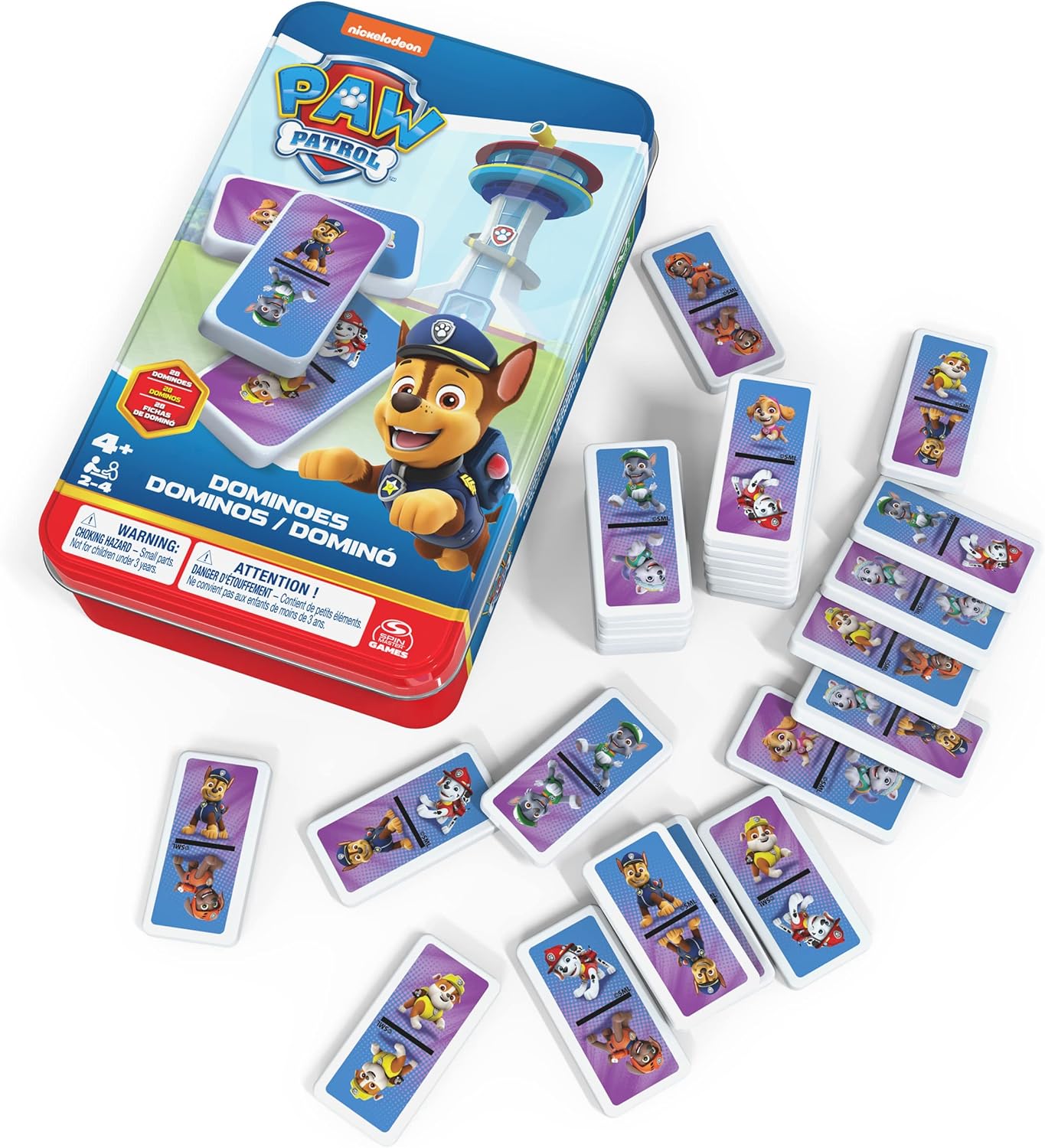 JUEGOS DE MESA - PATRULLA CANINA DOMINÓ INFANTIL - Dominó Juego de Mesa Divertido de 28 fichas con Maletín de Transporte Metálico - 2-4 Jugadores - 6067468 - Juegos de Mesa Niños 4 años + - ¿Vale la pena?