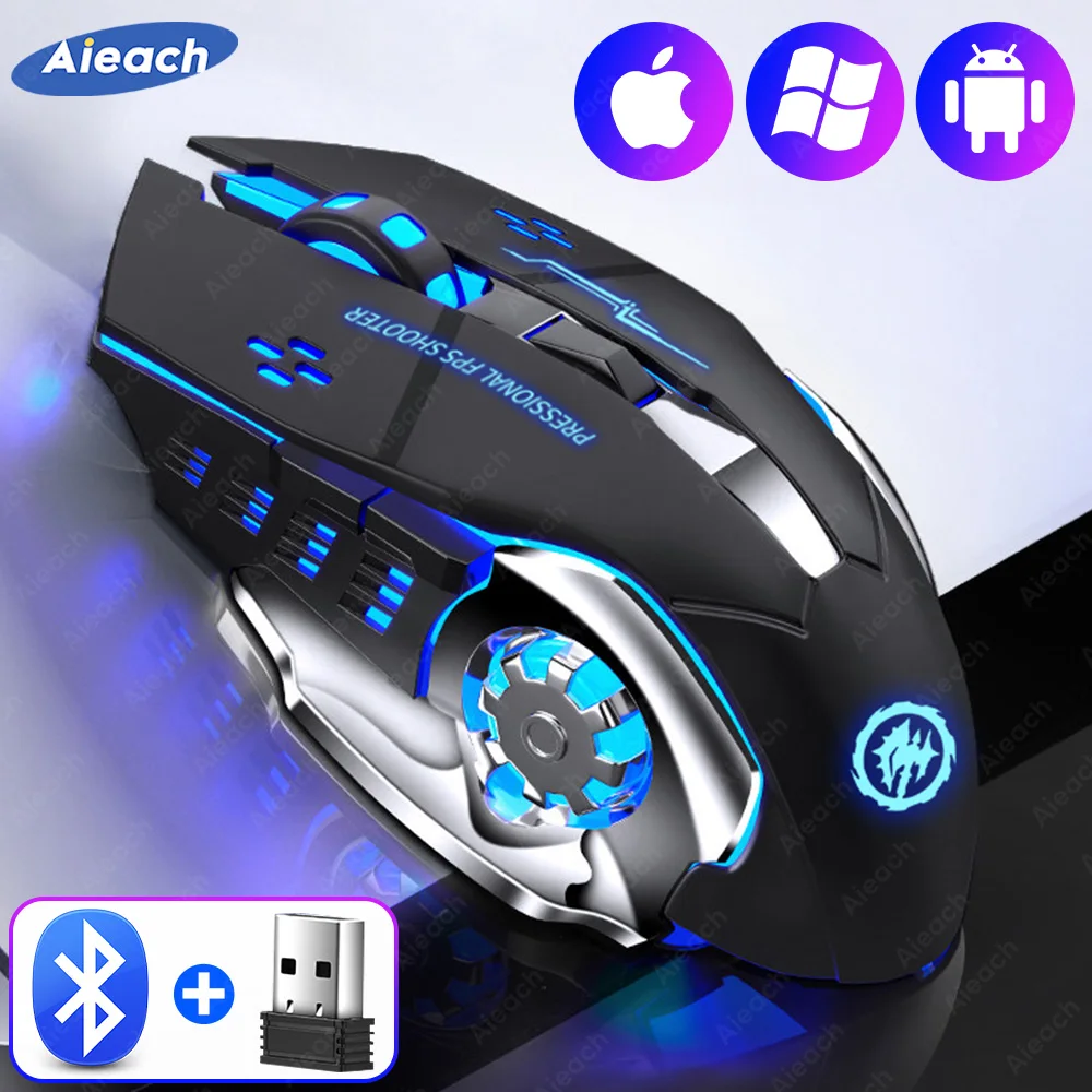 AIEACH-ratón inalámbrico con Bluetooth para videojuegos, recargable, USB, mecánico, e-sports, retroiluminación, PC - ¿Vale la pena?