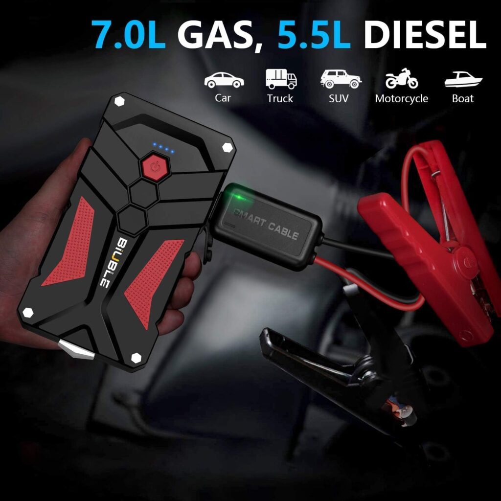 Arrancador de Batería BIUBLE 3000A, 12800mAh - 12V Jump Starter