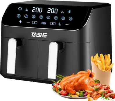 Freidora de Aire YASHE 9L Dual Air Fryer SYNC 8 en 1 con Pantalla Táctil