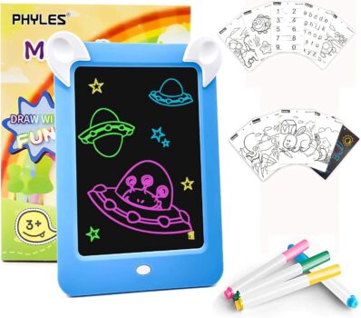 PHYLES Tablero de Dibujo Mágico 3D para Niños con Luces LED y Accesorios (New Azul)