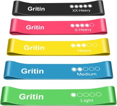 Gritin Bandas Elásticas Fitness, Set de 5 Cintas de Resistencia