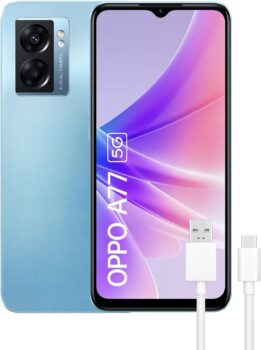 OPPO A77 5G - Smartphone Libre, 6GB+128GB, Cámara 48+2MP, Android, Dual SIM - Azul