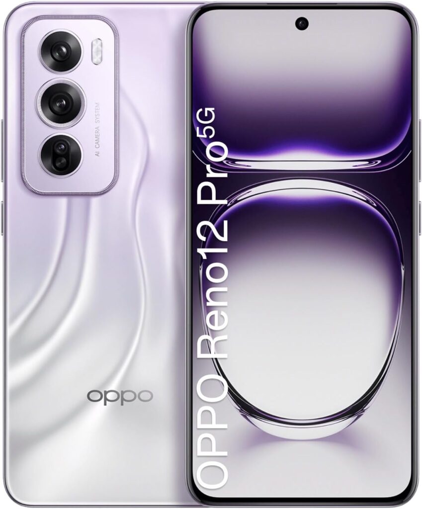 OPPO Reno12 Pro 5G: Smartphone IA Desbloqueado 12+512GB, Cámara AI 50+8+50MP, Pantalla 3D AMOLED 6,7", SUPERVOOC 80W, Batería 5000mAh, Dimensity 7300, Vídeo 4K, NFC - Morado