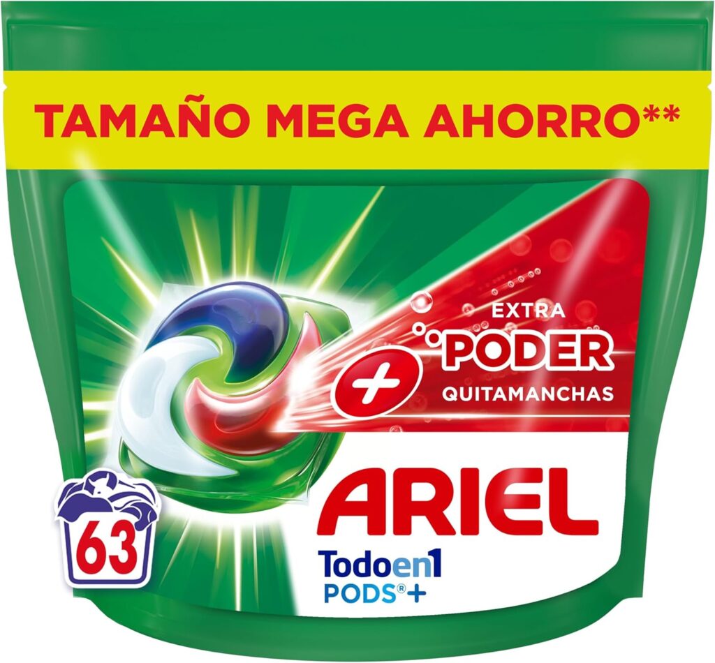 ARIEL PODS Detergente Todo en 1, 63 Lavados