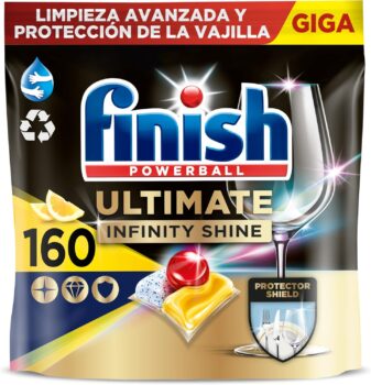 Finish Powerball Ultimate Infinity Shine, Limón, 160 pastillas