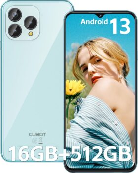 CUBOT P80 - Smartphone 6.5" FHD+, 8GB/512GB, Cámara 48MP, Batería 5200mAh, Android 13, OctaCore, Azul Claro