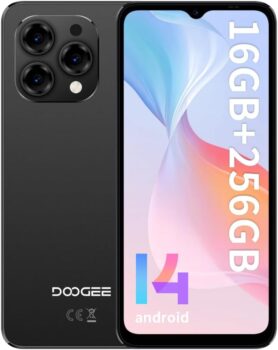 Teléfono Móvil DOOGEE N55 Pro 16GB RAM 256GB ROM Android 14 6,56" IPS HD+ 13MP+8MP 4G Dual SIM (Negro)