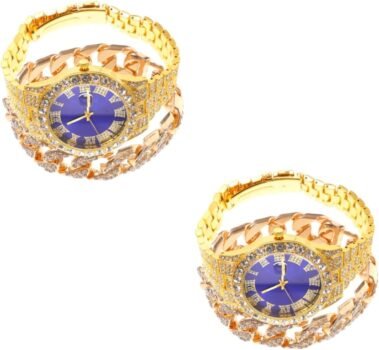 PACKOVE 2 Juegos Reloj de Pulsera Hombre - Diamantes y Calendario