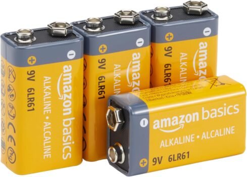 Pilas 9V Amazon Basics, paquete de 4