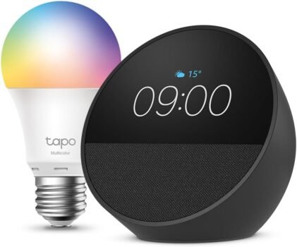 Echo Spot Kit Hogar Digital Negro + Bombilla LED Inteligente