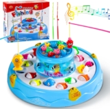 Jerryvon Juego Pescar Peces 26 Piezas – Juegos Educativos Niños – 4 Cañas Pescar – Regalos Niños Niñas 2-6 Años – Juguetes Piscina
