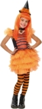 Disfraz Bruja Glamurosa naranja para niña, Rubies